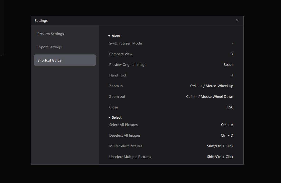  Shortcut  Settings