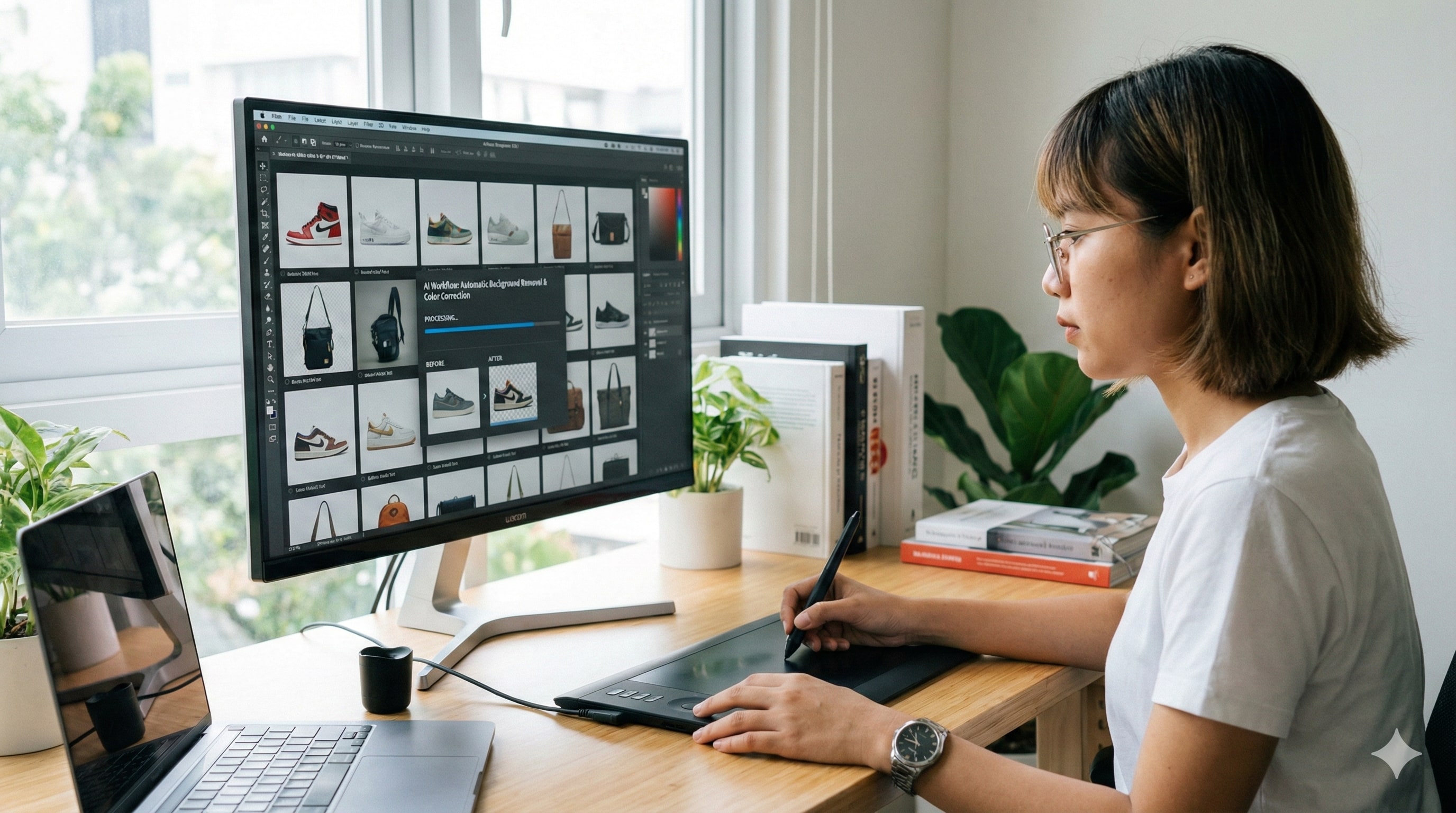 Workflow otomatisasi edit foto produk massal dengan AI