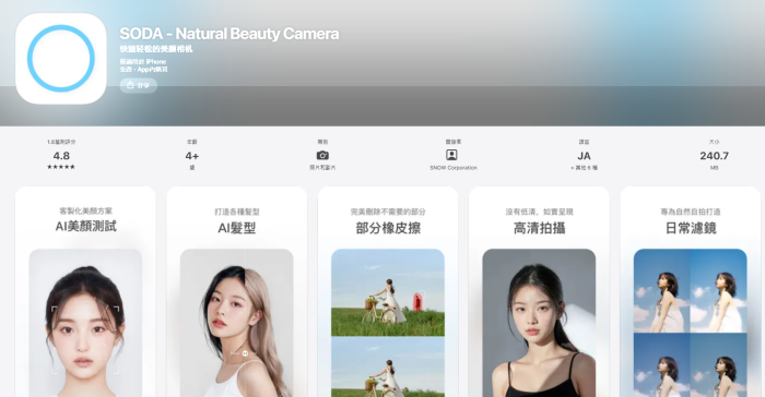 美顏相機推薦App1：SODA (蘇打相機)